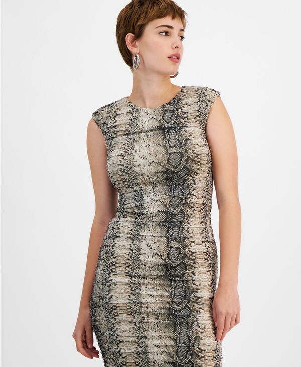 バースリー レディース ワンピース トップス Women's Snake-Print Sleeveless Ruched Mesh Midi Dress, Created for Macy's Snake Python D