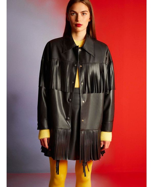 ノクチューン レディース ジャケット・ブルゾン アウター Women's Fringe Faux Suede Jacket Black