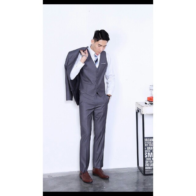 春秋スーツ 紳士服 セットアップ メンズ 3点セット上下セットスリムスーツ