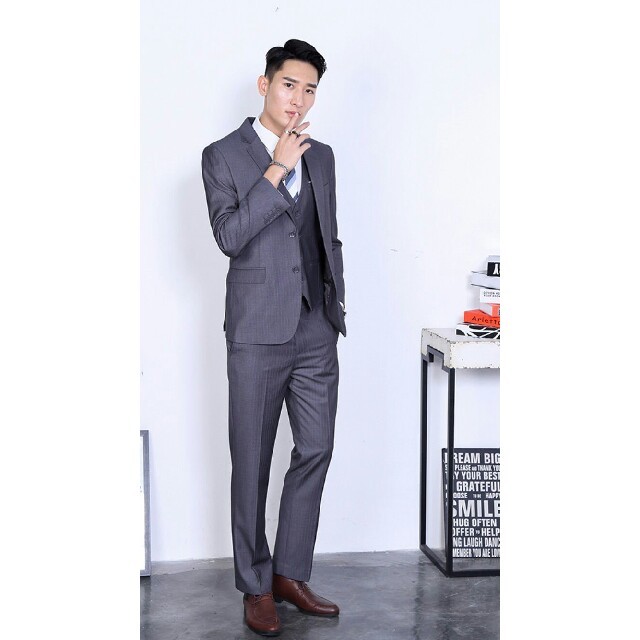 春秋スーツ 紳士服 セットアップ メンズ 3点セット上下セットスリムスーツ