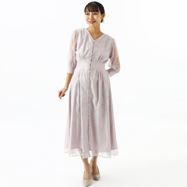 結婚式/パーティー/フォーマル/謝恩会に使える♪総レース多釦使いドレス/アンフィニ(INFINE)