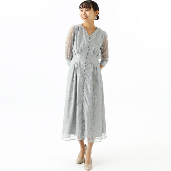 結婚式/パーティー/フォーマル/謝恩会に使える♪総レース多釦使いドレス/アンフィニ(INFINE)