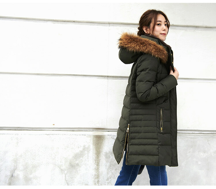 ロングダウンコート ダウンジャケット ロングダウン アウター 上着 ロングコート ファー レディース 50代 40代 30代 ミセス 秋 冬 大きいサイズ 上品 防寒 ロング丈 暖かい 黒 カーキ 通勤 きれ