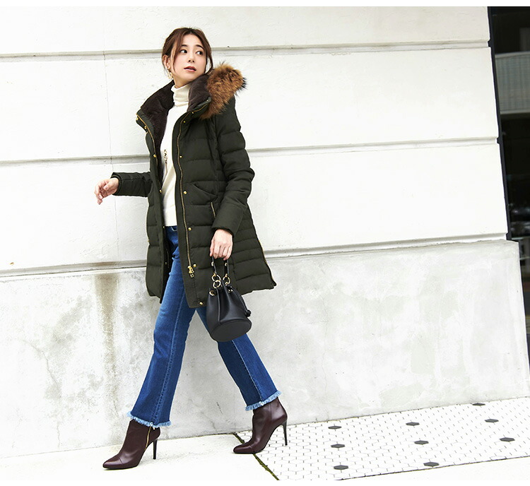 ロングダウンコート ダウンジャケット ロングダウン アウター 上着 ロングコート ファー レディース 50代 40代 30代 ミセス 秋 冬 大きいサイズ 上品 防寒 ロング丈 暖かい 黒 カーキ 通勤 きれ