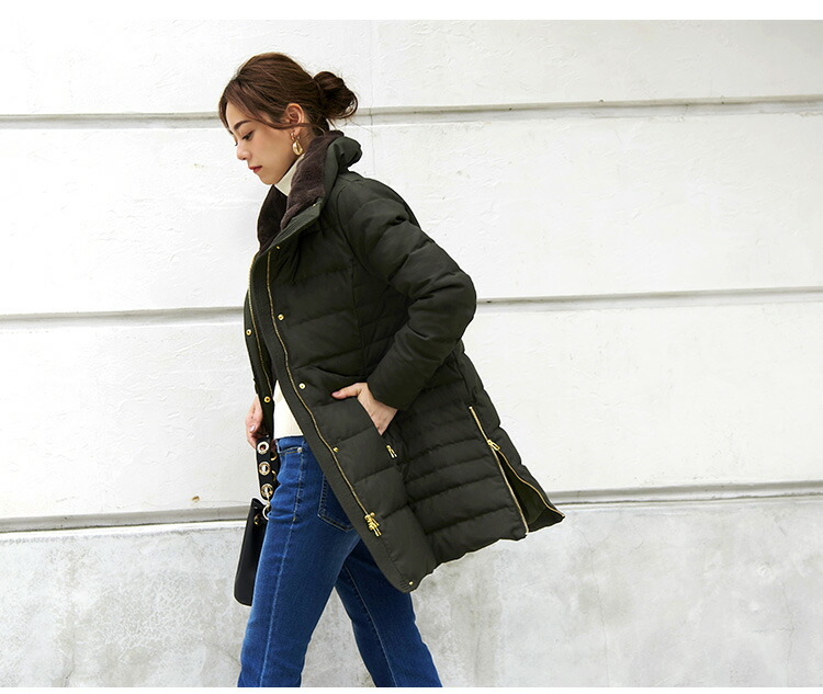 ロングダウンコート ダウンジャケット ロングダウン アウター 上着 ロングコート ファー レディース 50代 40代 30代 ミセス 秋 冬 大きいサイズ 上品 防寒 ロング丈 暖かい 黒 カーキ 通勤 きれ