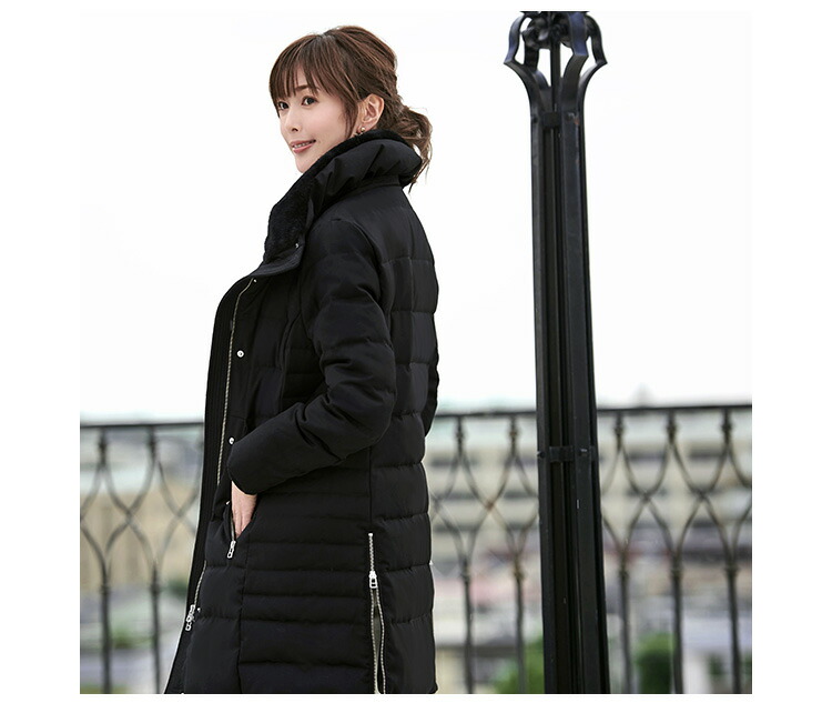 ロングダウンコート ダウンジャケット ロングダウン アウター 上着 ロングコート ファー レディース 50代 40代 30代 ミセス 秋 冬 大きいサイズ 上品 防寒 ロング丈 暖かい 黒 カーキ 通勤 きれ