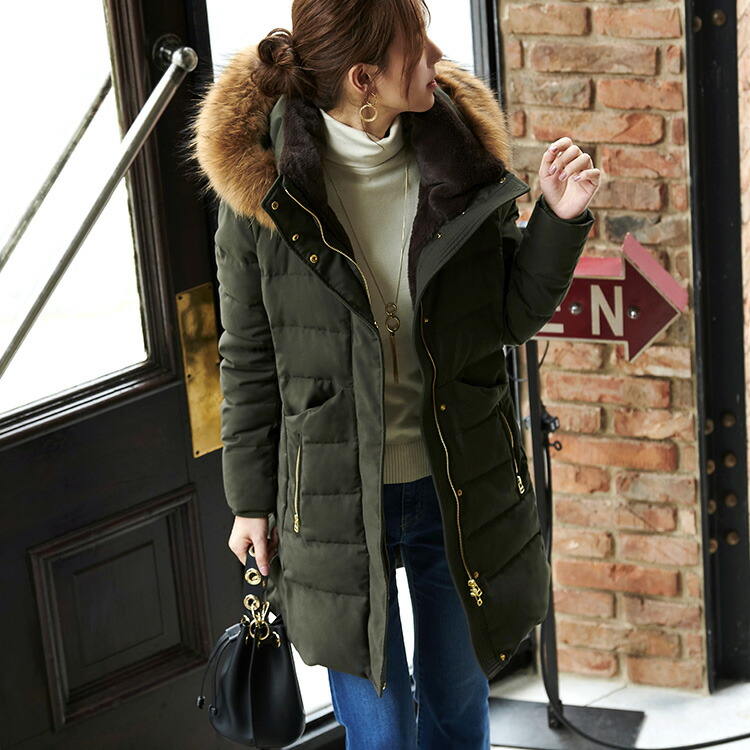 ロングダウンコート ダウンジャケット ロングダウン アウター 上着 ロングコート ファー レディース 50代 40代 30代 ミセス 秋 冬 大きいサイズ 上品 防寒 ロング丈 暖かい 黒 カーキ 通勤 きれ