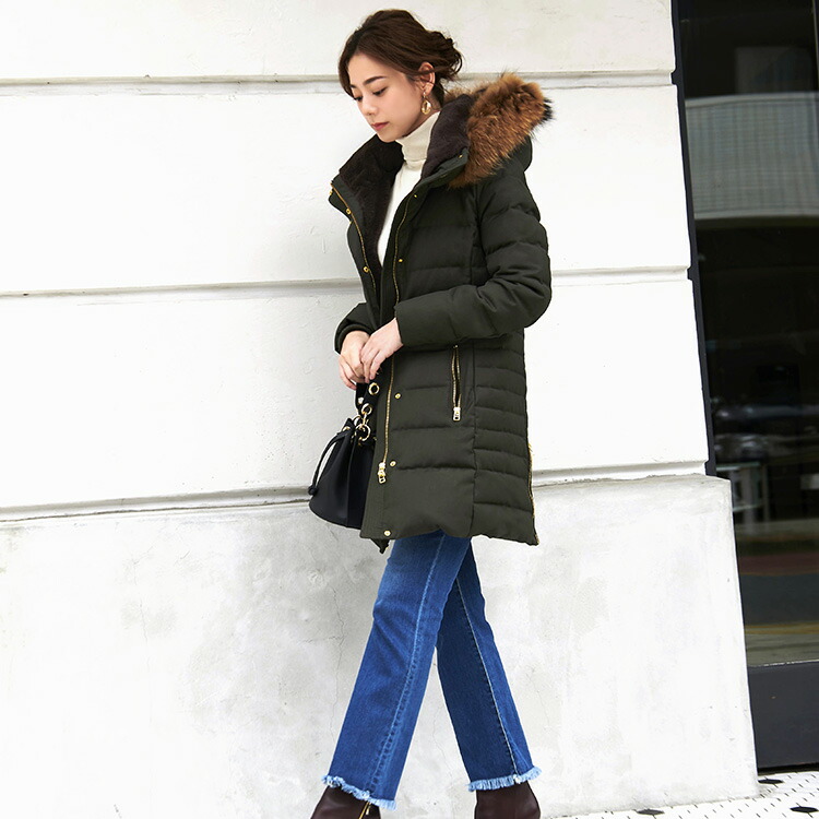 ロングダウンコート ダウンジャケット ロングダウン アウター 上着 ロングコート ファー レディース 50代 40代 30代 ミセス 秋 冬 大きいサイズ 上品 防寒 ロング丈 暖かい 黒 カーキ 通勤 きれ