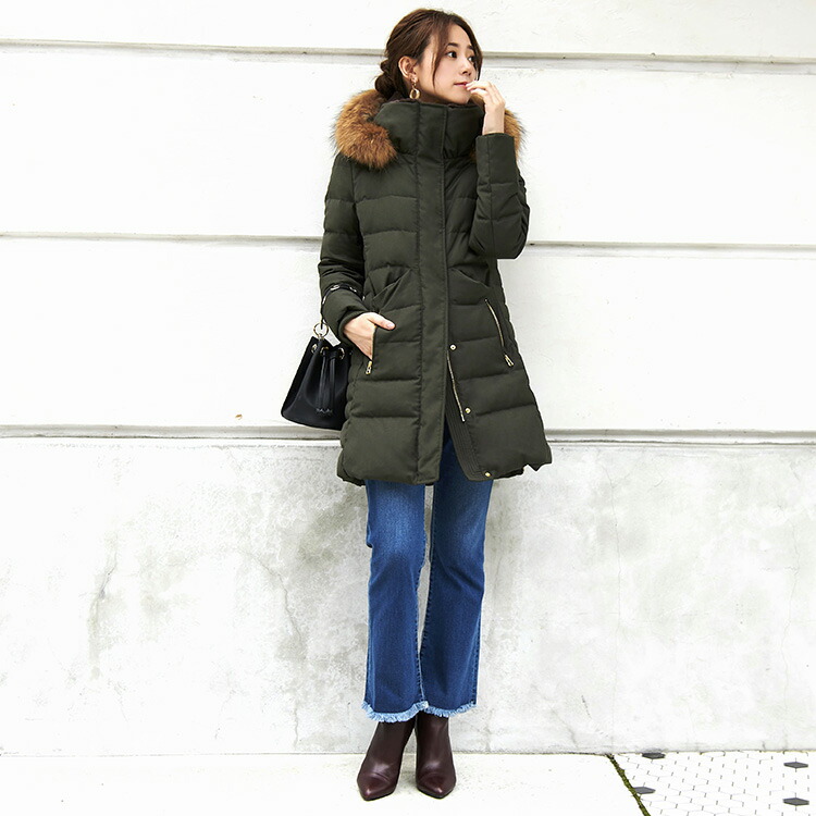 ロングダウンコート ダウンジャケット ロングダウン アウター 上着 ロングコート ファー レディース 50代 40代 30代 ミセス 秋 冬 大きいサイズ 上品 防寒 ロング丈 暖かい 黒 カーキ 通勤 きれ