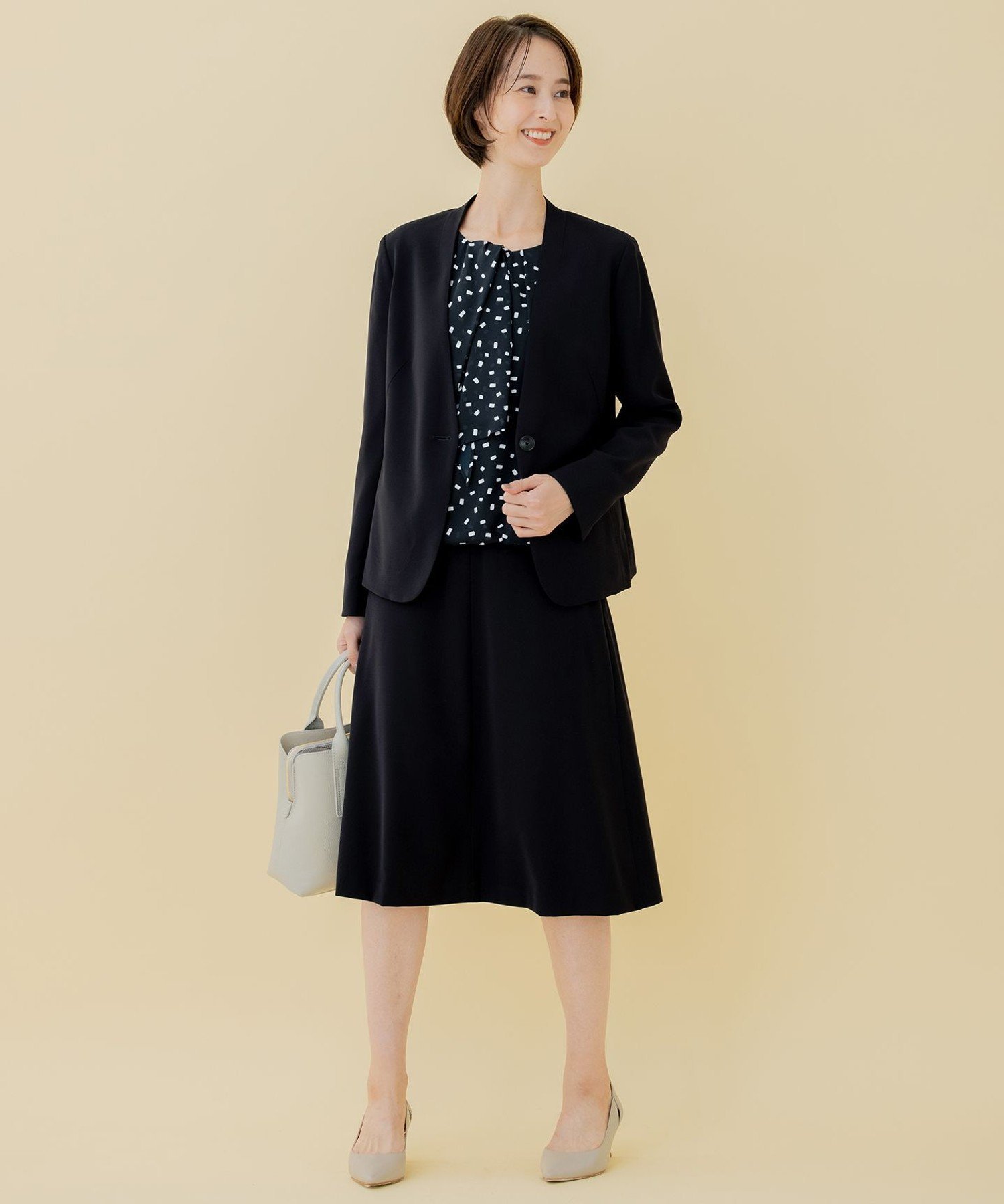 ダブルフェイススーティング ノーカラージャケット