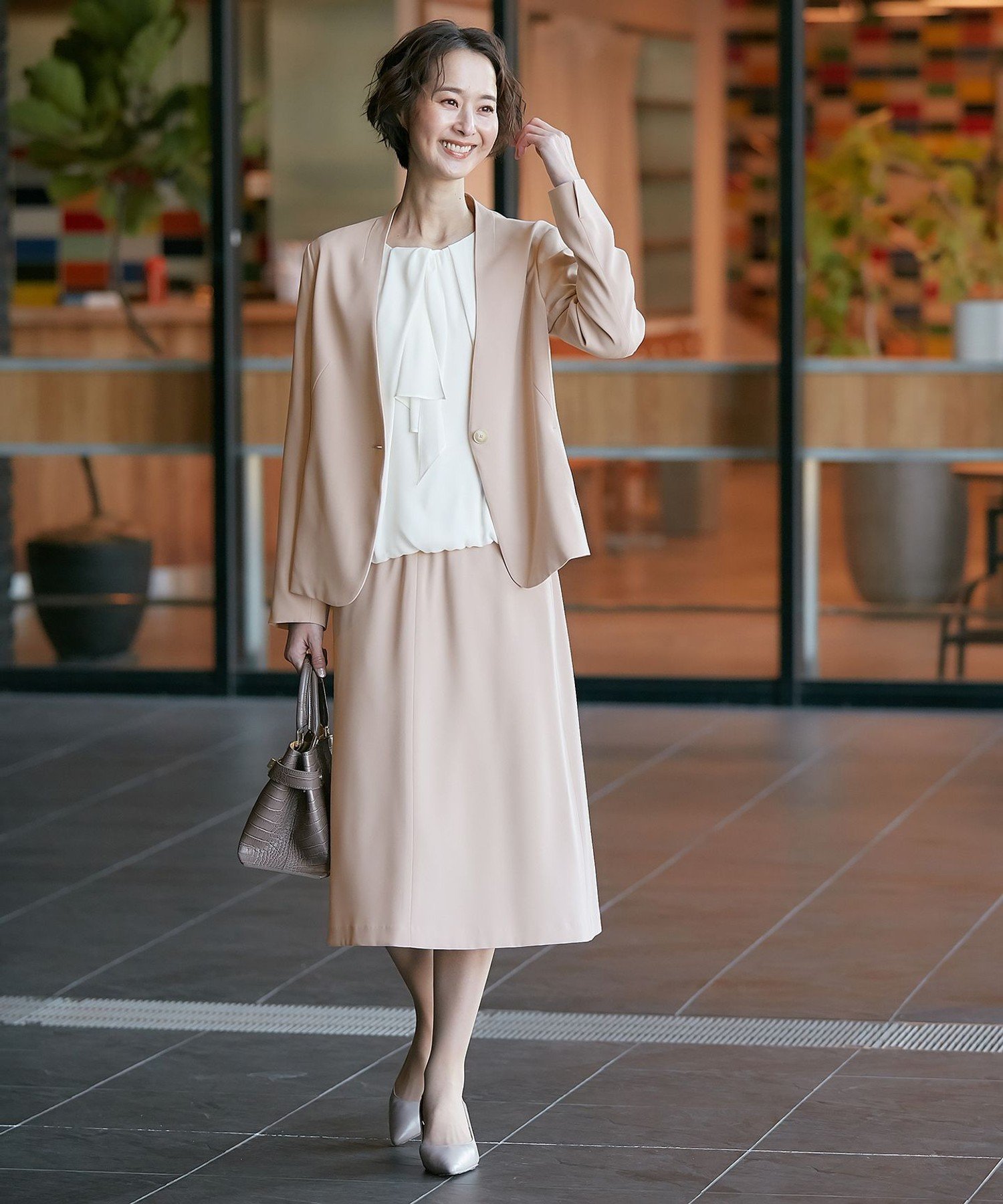 ダブルフェイススーティング ノーカラージャケット