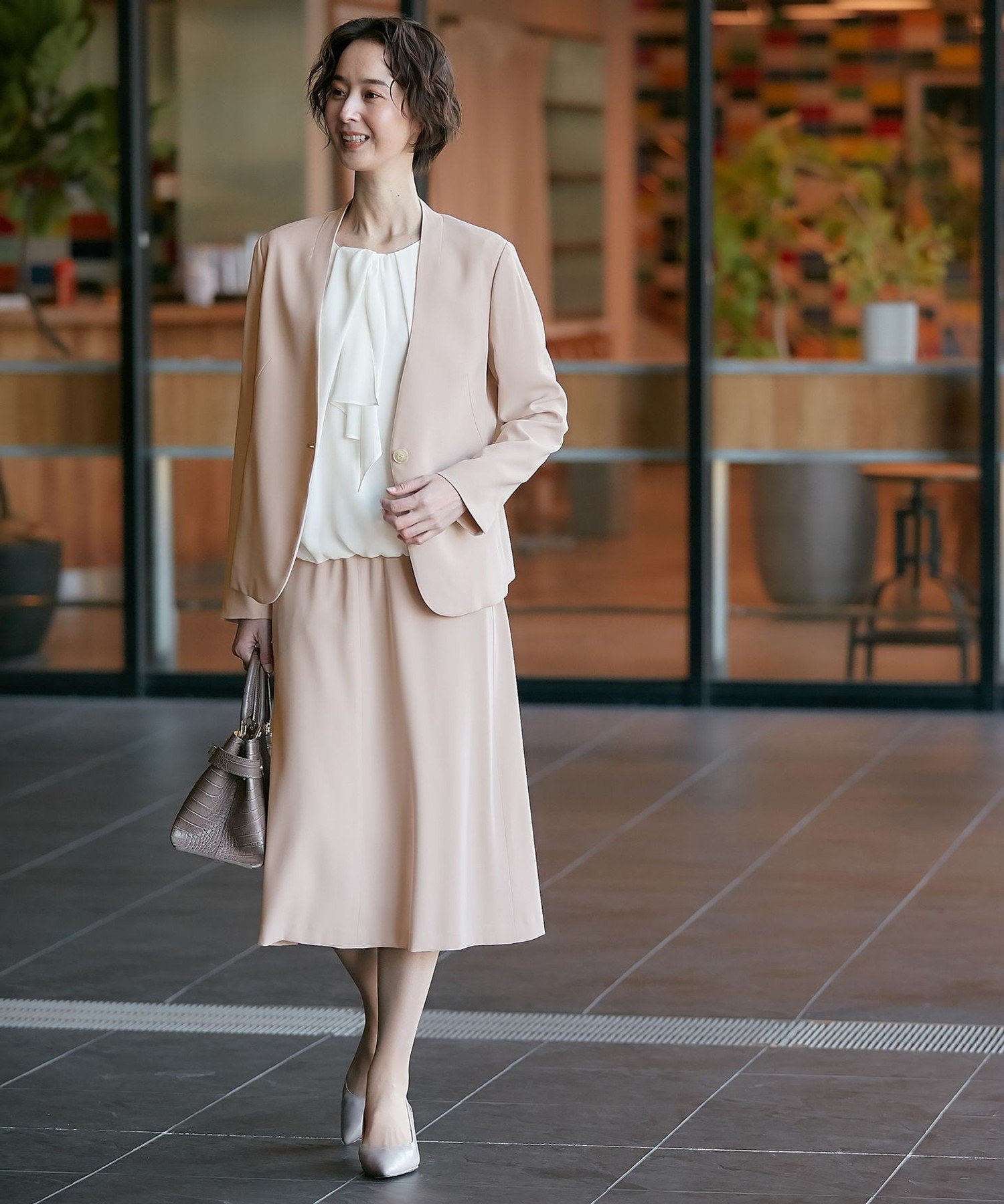 ダブルフェイススーティング ノーカラージャケット