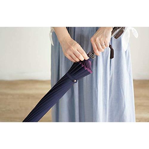 日本製 かさね 長傘 16本骨 55cm 甲州織両面 無地 雨晴兼用 小宮商店 (ベージュXピンク)