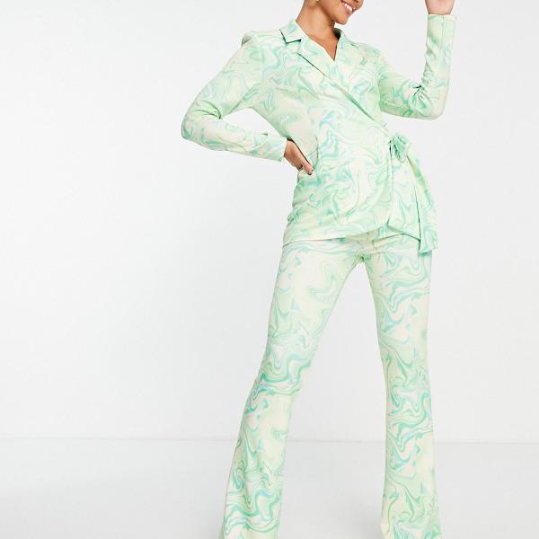 エイソス ASOS asos ASOS DESIGN マーブルプリントのジャージータイサイドブレザー アウター レディース 女性 インポートブランド 小さいサイズから大きいサイズまで