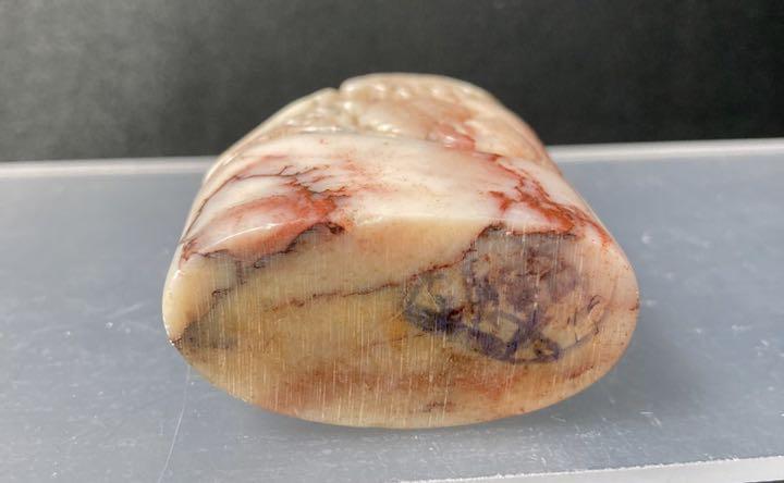 龍 寿山石 中国 印材 古 古玩 1点 天然石 印鑑 赤 石 白石 91.7g