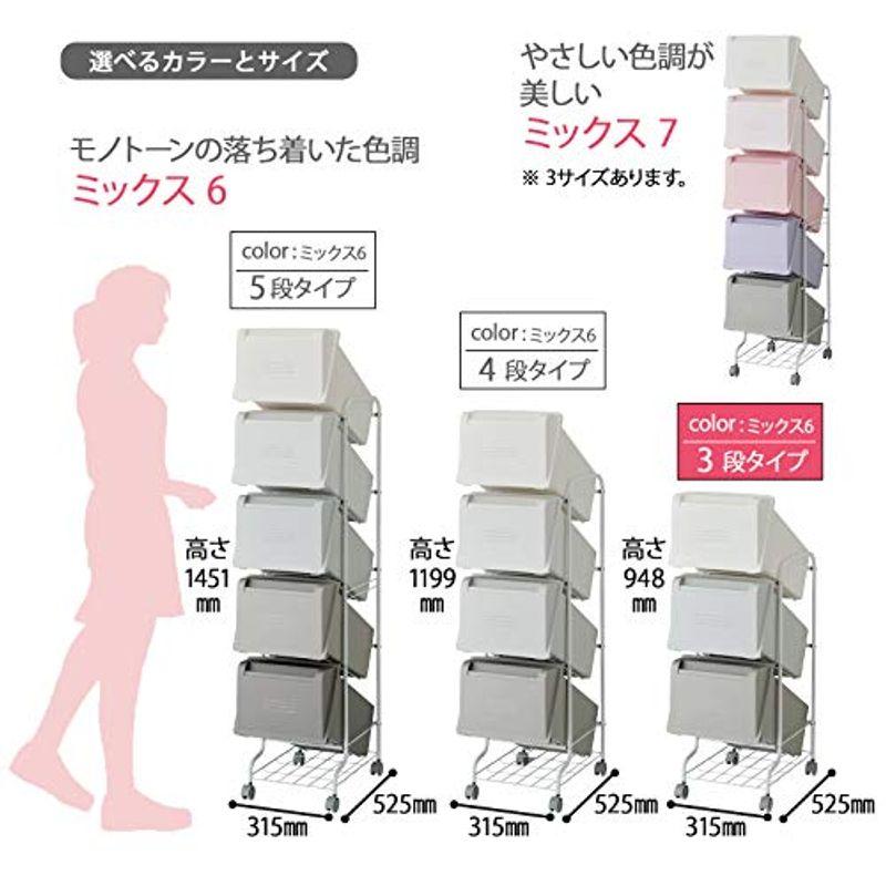 リス 分別 ゴミ箱 縦型3段 コンテナスタイルV CS5-60 ミックス6 63L (21L×3段)