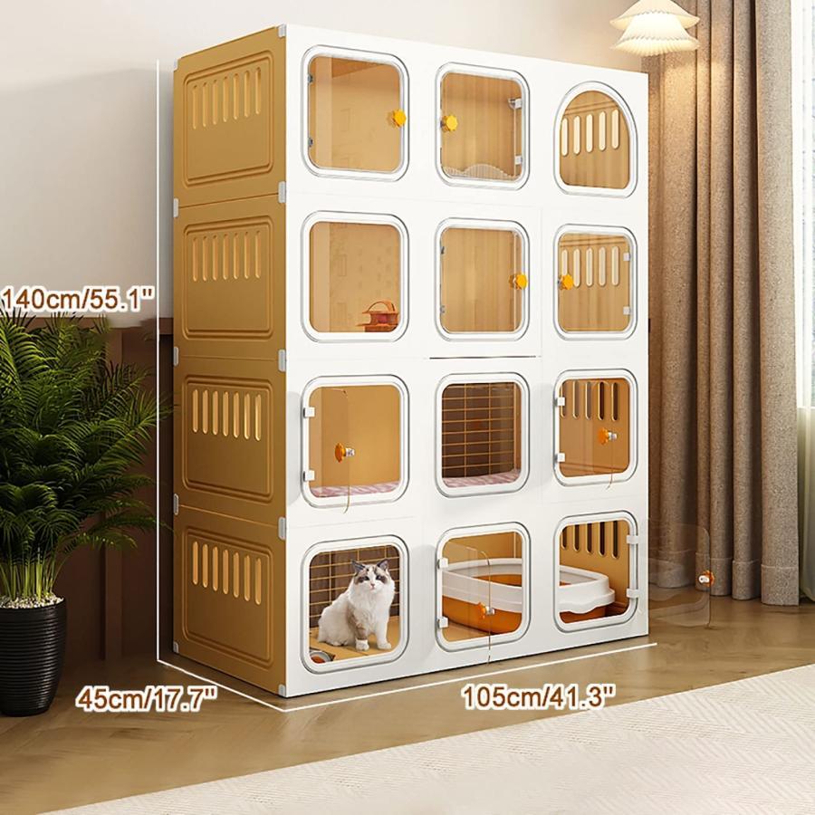 屋内猫ケージ、猫ケージベビーサークル、屋外猫囲い、小動物ケージ、猫キャビネット半密閉式取り外し可能、2?3匹の猫に最適な大型運動場 (Color : Without litt