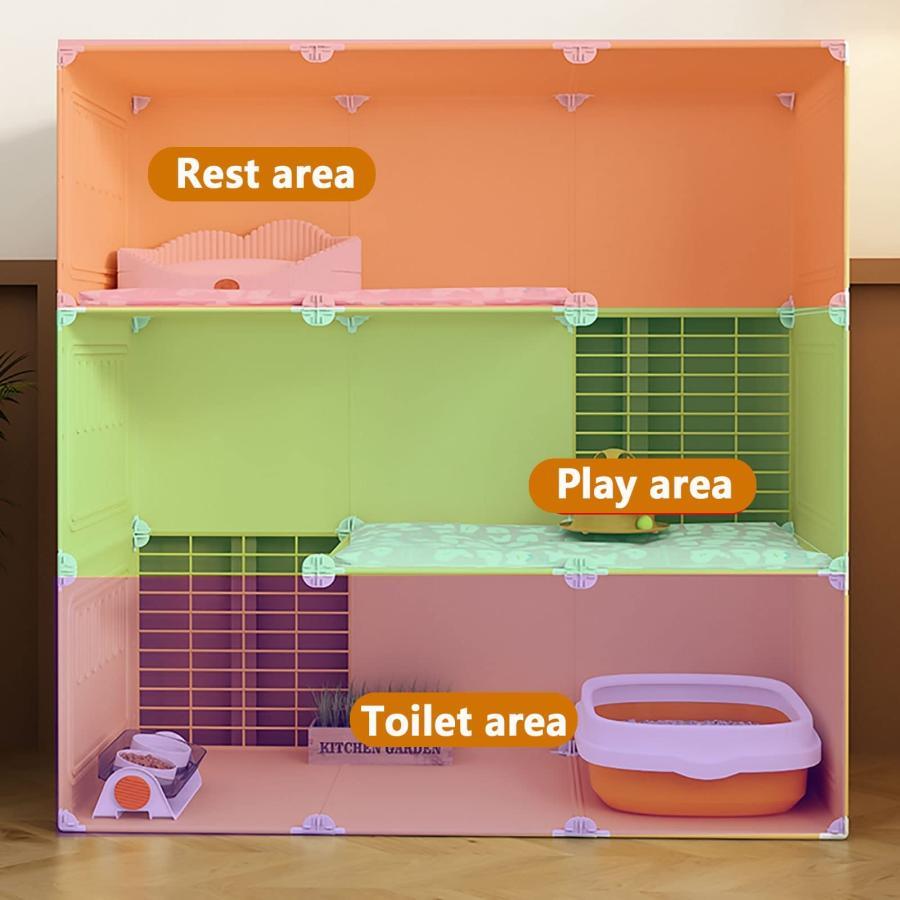 屋内猫ケージ、猫ケージベビーサークル、屋外猫囲い、小動物ケージ、猫キャビネット半密閉式取り外し可能、2?3匹の猫に最適な大型運動場 (Color : Without litt