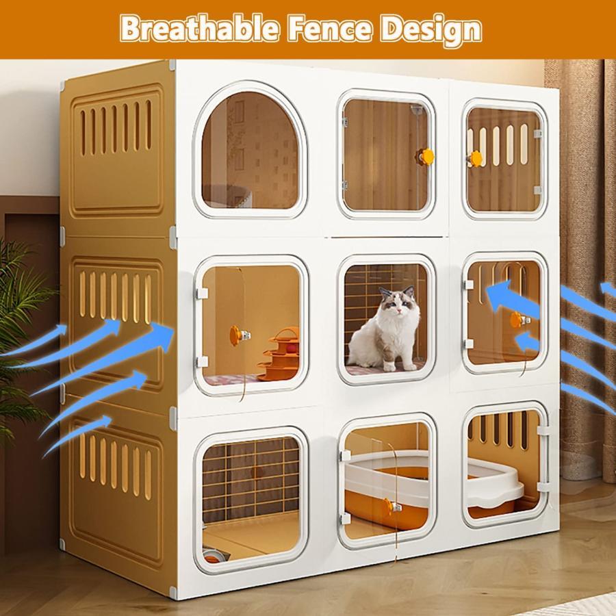 屋内猫ケージ、猫ケージベビーサークル、屋外猫囲い、小動物ケージ、猫キャビネット半密閉式取り外し可能、2?3匹の猫に最適な大型運動場 (Color : Without litt