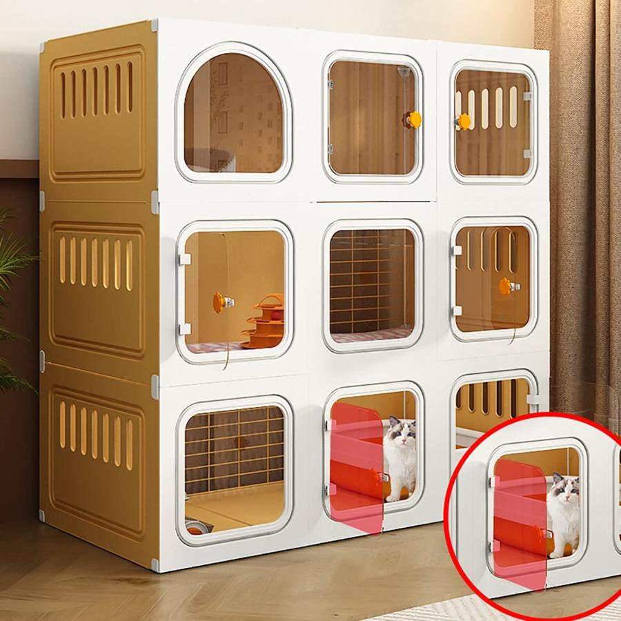屋内猫ケージ、猫ケージベビーサークル、屋外猫囲い、小動物ケージ、猫キャビネット半密閉式取り外し可能、2?3匹の猫に最適な大型運動場 (Color : Without litt
