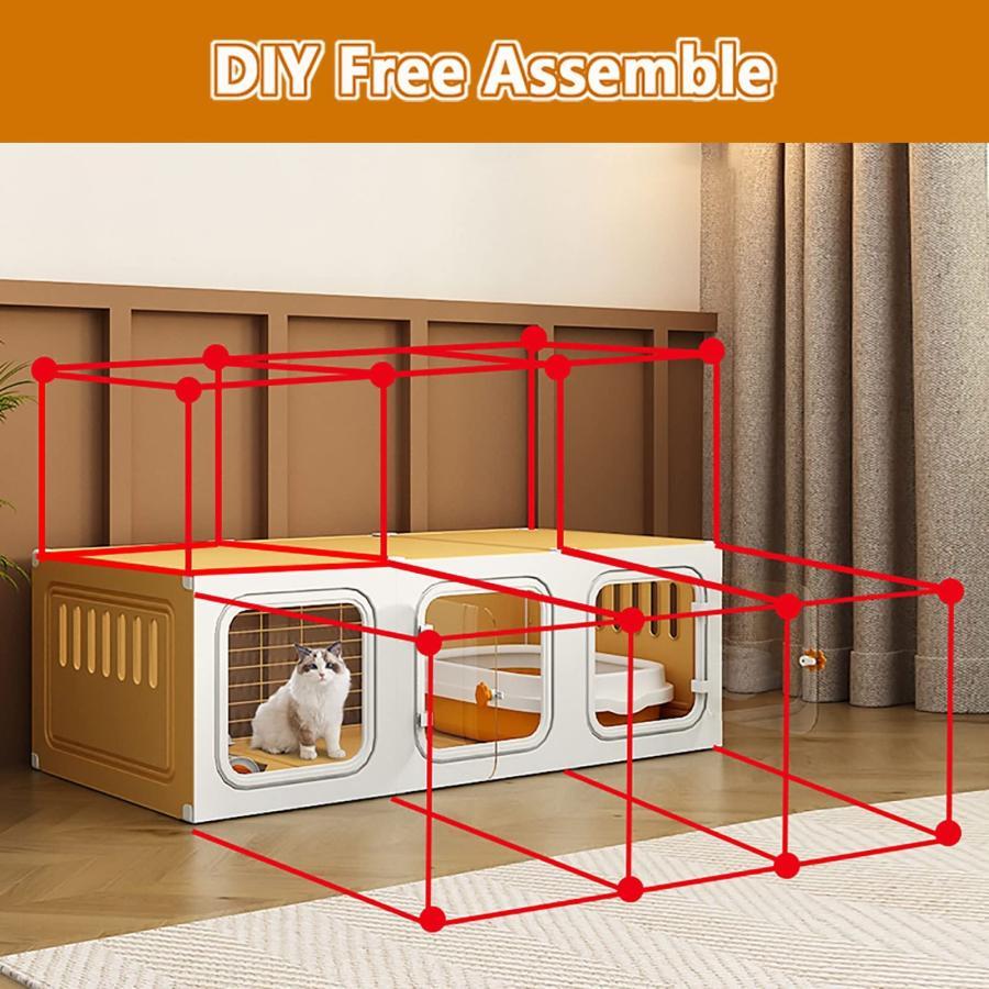 屋内猫ケージ、猫ケージベビーサークル、屋外猫囲い、小動物ケージ、猫キャビネット半密閉式取り外し可能、2?3匹の猫に最適な大型運動場 (Color : Without litt