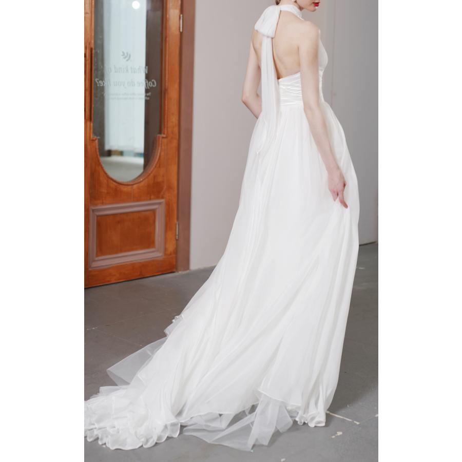 ウェディングドレス ウエディングドレス 二次会 2.5次会 結婚式 披露宴 前撮り 後撮り ブライダル ロングドレス 花嫁 Aラインドレス シフォン ホルターネック