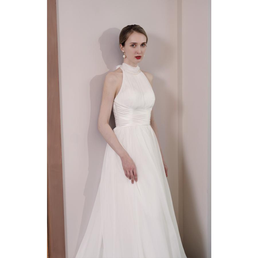 ウェディングドレス ウエディングドレス 二次会 2.5次会 結婚式 披露宴 前撮り 後撮り ブライダル ロングドレス 花嫁 Aラインドレス シフォン ホルターネック