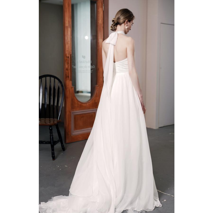 ウェディングドレス ウエディングドレス 二次会 2.5次会 結婚式 披露宴 前撮り 後撮り ブライダル ロングドレス 花嫁 Aラインドレス シフォン ホルターネック