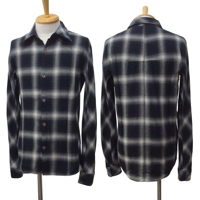 THEE OLD CIRCUS ジオールドサーカス "Thunder" グラデーションチェック ハーベストスリーブシャツ BLK