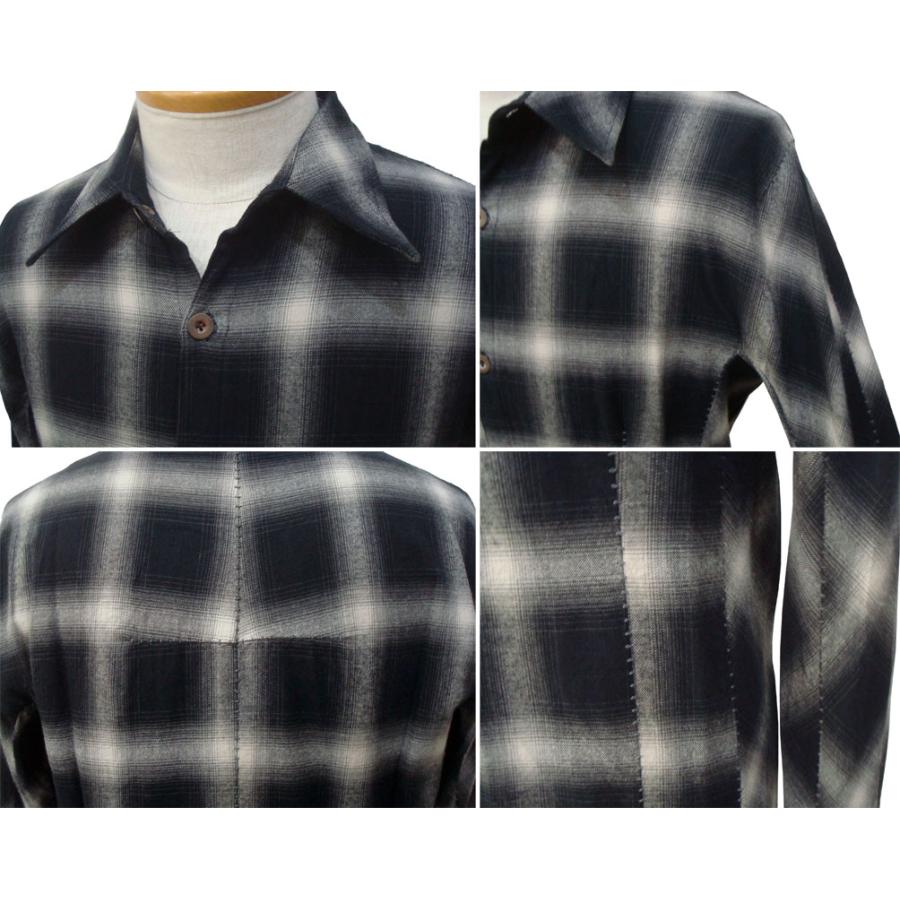 THEE OLD CIRCUS ジオールドサーカス "Thunder" グラデーションチェック ハーベストスリーブシャツ BLK