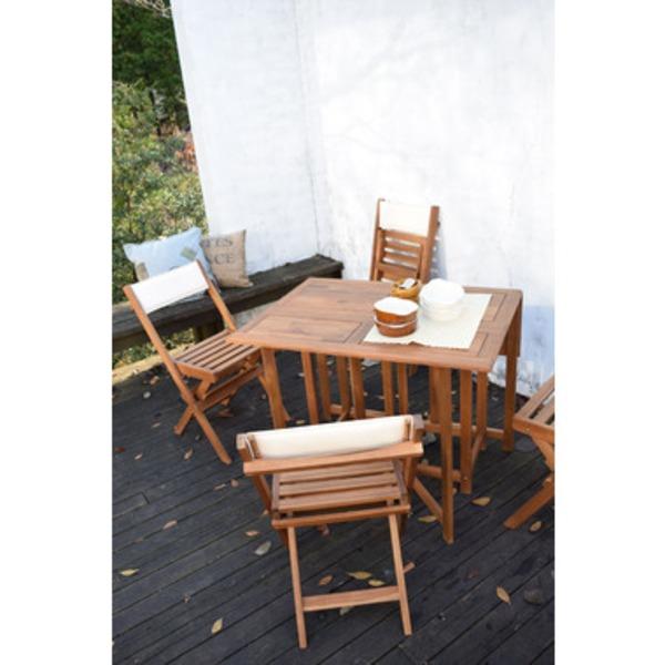 ダイニングテーブル＆チェア 5点セット テーブル：幅90cm 収納式 室内・屋外兼用 アカシア クリコ リビング インテリア家具