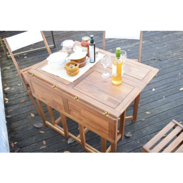 ダイニングテーブル＆チェア 5点セット テーブル：幅90cm 収納式 室内・屋外兼用 アカシア クリコ リビング インテリア家具