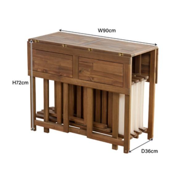 ダイニングテーブル＆チェア 5点セット テーブル：幅90cm 収納式 室内・屋外兼用 アカシア クリコ リビング インテリア家具