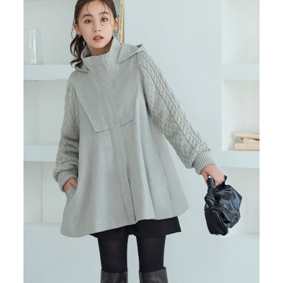 ルイ ルエ ブティック RUIRUE BOUTIQUE ニットケーブルスリーブケープ風コート (杢グレー)