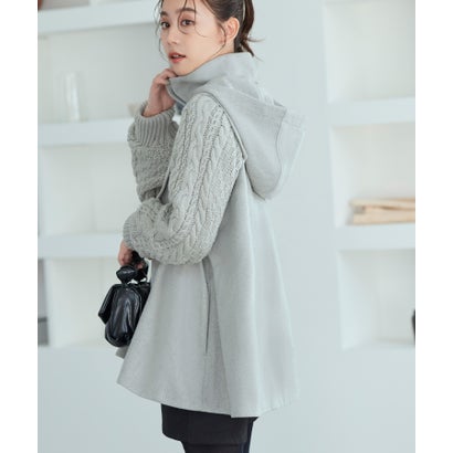 ルイ ルエ ブティック RUIRUE BOUTIQUE ニットケーブルスリーブケープ風コート (杢グレー)