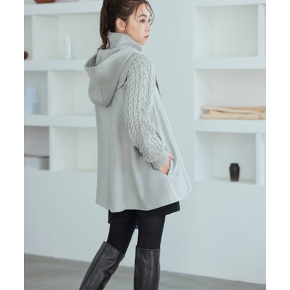 ルイ ルエ ブティック RUIRUE BOUTIQUE ニットケーブルスリーブケープ風コート (杢グレー)