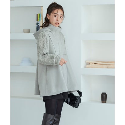 ルイ ルエ ブティック RUIRUE BOUTIQUE ニットケーブルスリーブケープ風コート (杢グレー)