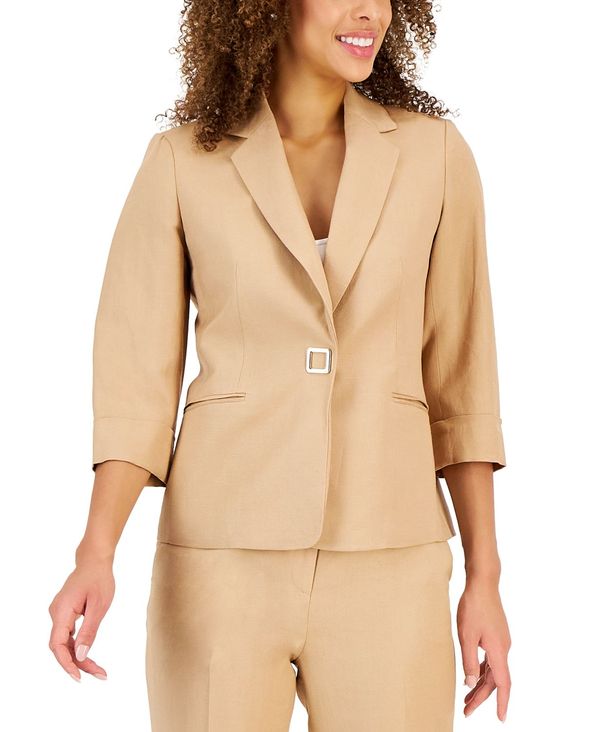 レディース ジャケット・ブルゾン アウター Petite Linen-Blend 3/4-Sleeve Jacket Sesame