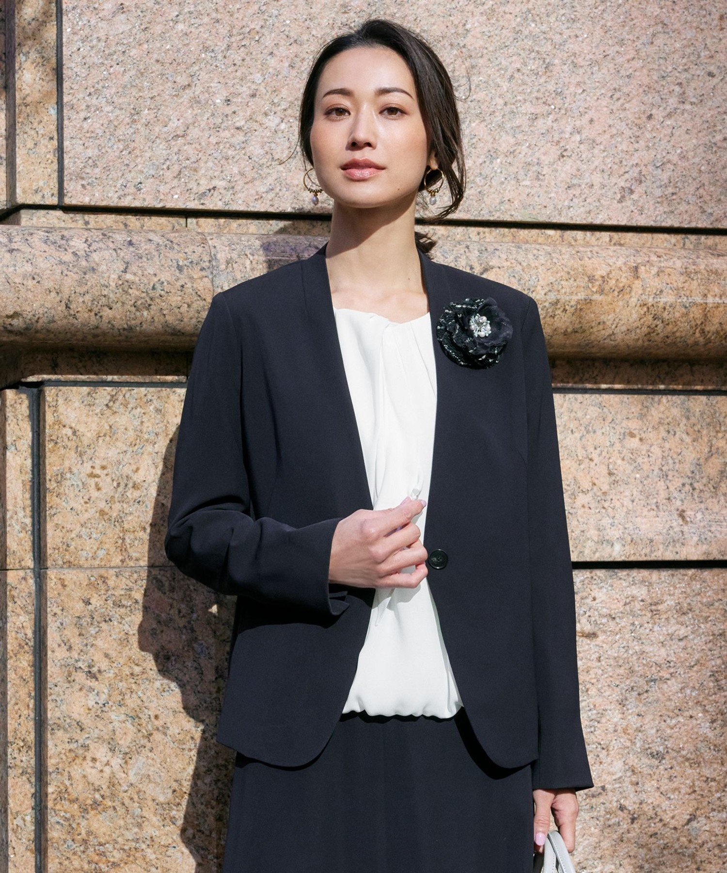 ダブルフェイススーティング ノーカラージャケット