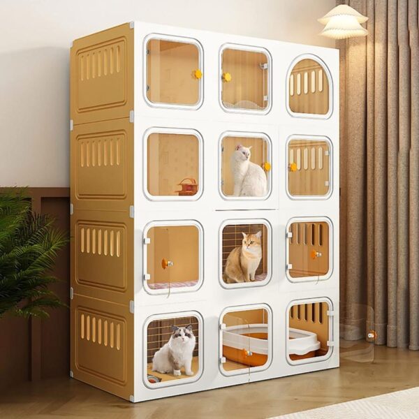 屋内猫ケージ、猫ケージベビーサークル、屋外猫囲い、小動物ケージ、猫キャビネット半密閉式取り外し可能、2?3匹の猫に最適な大型運動場 (Color : Without litt